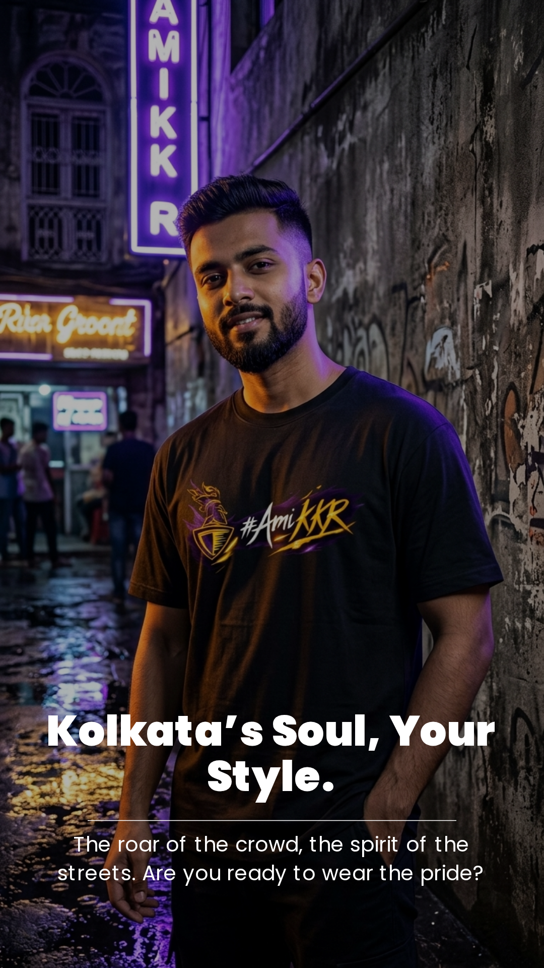 IPL Ami KKR Fan Essential T-Shirt (UniSex) Play Hard, Cheer Harder!