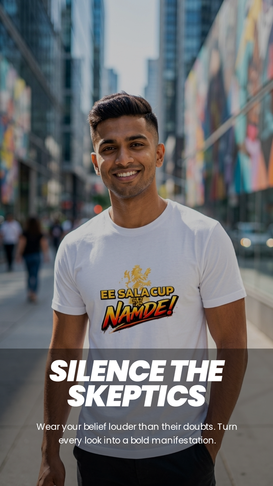 IPL RCB Fan Essential T-Shirt (UniSex) EE SALA CUM NAMDE Play Hard, Cheer Harder!